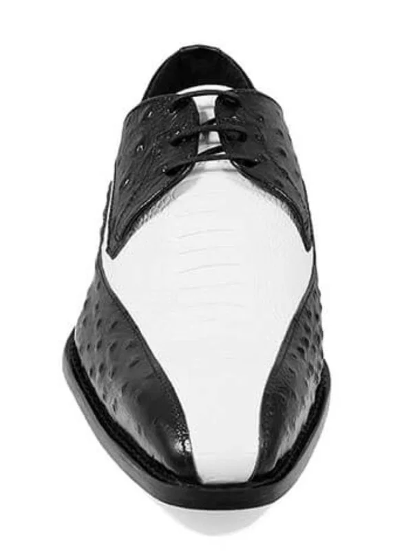 Stacy Adams Trevi Leather Sole Bike Toe Oxford Shoes Black/White 25367-111 - 8.5