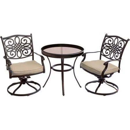 Fleur De Lis Living Carleton 3 Piece Bistro Set with Cushions, Beige
