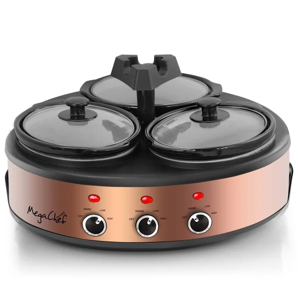 MegaChef 1.5-Quart Slow Cooker, Brushed Copper/Black