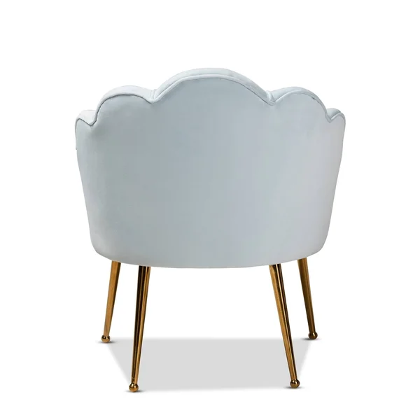 Silver Orchid Cogan Upholstered Seashell Shaped Accent Chair - Blue