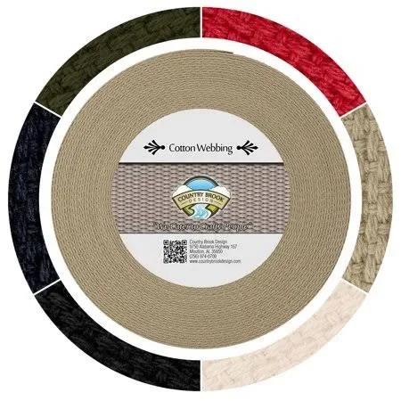 Country Brook Design 1 1/2 inch Camel Heavy Cotton Webbing - Size: 50 Yards, Brown