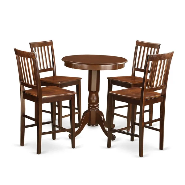 East West Furniture Eden 5-Piece Slat Back Dining Table Set - Brown