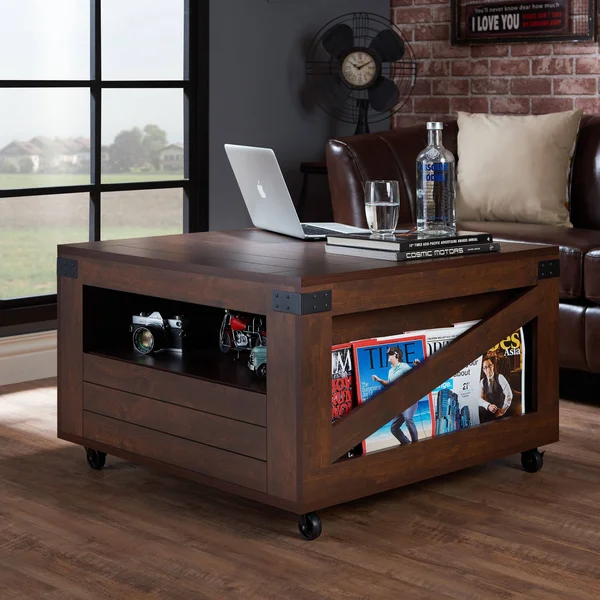 Furniture of America Kala Square Vintage Walnut Coffee Table