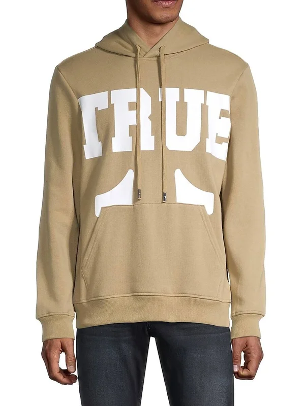 True Religion Men's Large Logo Hoodie - Beige - Size L