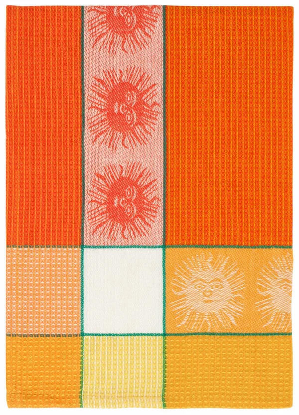 Traders and Company 100% Cotton Orange Yellow & White 20x22x28x22 Dish Towel, Set of 6 - Sunface Mustard
