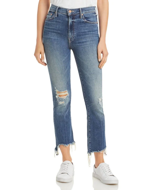Mother The Insider Crop Step Chew Dancing on Coals Jeans in Blue - Size 28