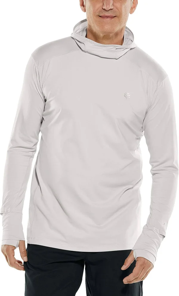 Coolibar Men's Agility Performance Hoodie - UPF Protection Hoodies for Men, Grey, Small