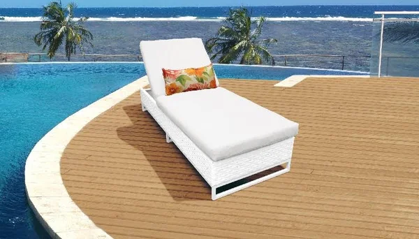 TK Classics Monaco Outdoor Wicker Chaise Lounge White