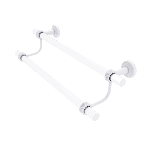 Allied Brass PB-72G-30-WHM 30 in. Pacific Beach Collection Double Towel Bar with Groovy Accents Matte White