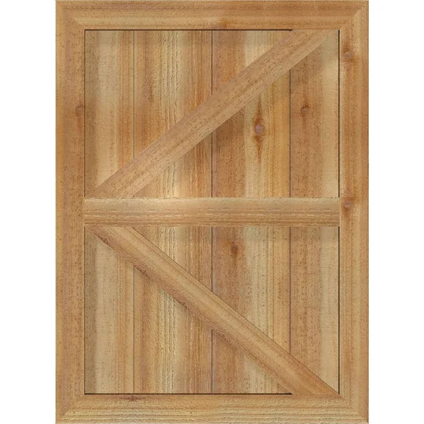 26 7/8x22W x 22x22H TimberCraft Five 5 3/8x22 Boards Framed Board-n-Batten Shutters w/Z-Bar - Rough Sawn Western Red Cedar (Per P