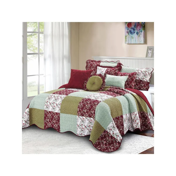 Serenta Patchwork 8 Piece Quilt Set, Red