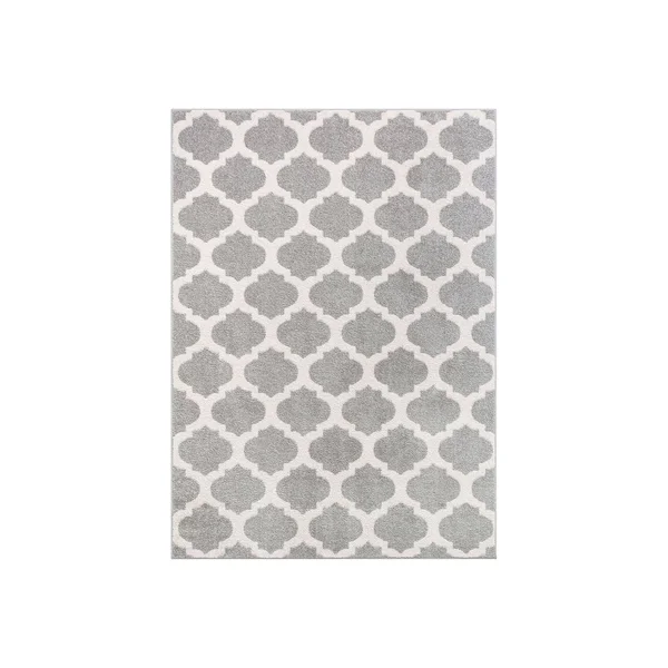 Well Woven Mystic Zoe Modern Trellis Grey 7'10 inch x 9'10 inch Area Rug, Gray