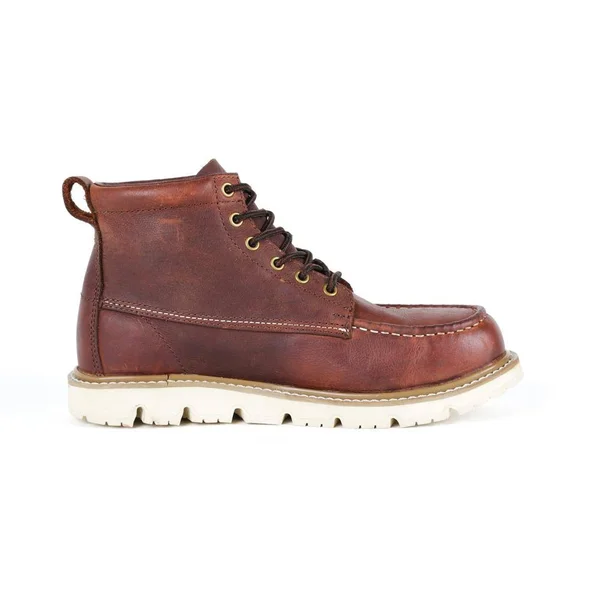 Canton Men's Size 12(W) Brown Leather Soft Toe 6 in. Moc-Toe Work Boot