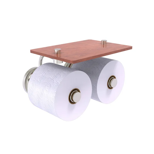 Allied Brass QN-24-2S-IRW-SN Que New Wall Mount Toilet Paper Holder with Wood Shelf Finish: Satin Nickel
