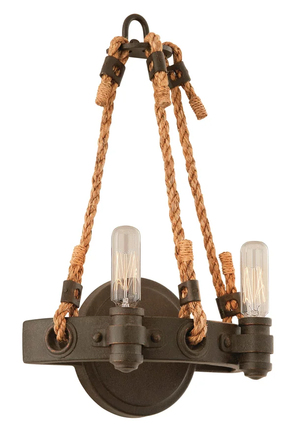 Troy Lighting Pike Place 2 Light Wall Sconce - Shipyard Bronze - B3122