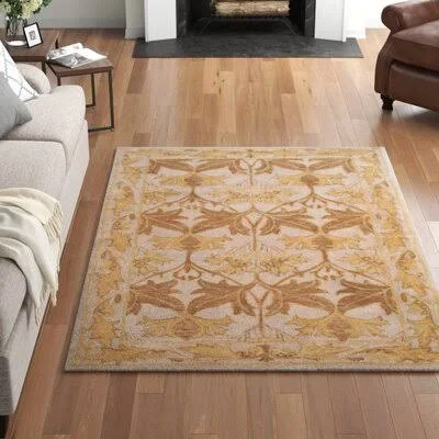 Ashville Oriental Handmade Tufted Wool Beige Area Rug Three Posts Rug Size: Rectangle 5' x 8'
