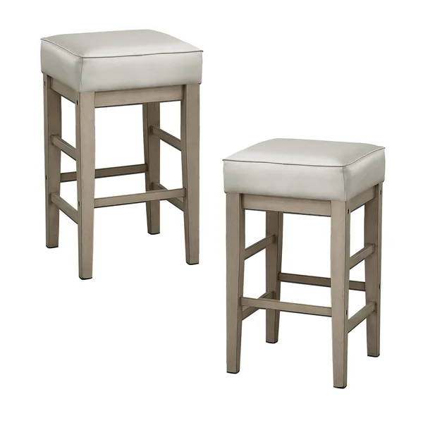 Lexicon Pittsville 24x22 Faux Leather Counter Stool in White (Set of 2)