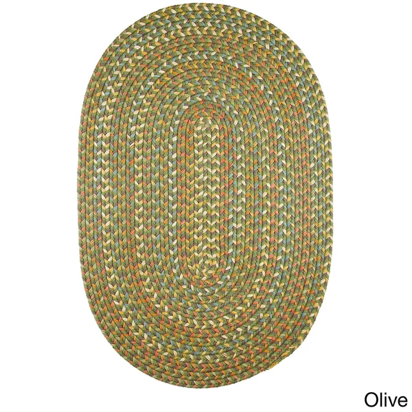 Rhody Rug Cozy Cove Indoor/Outdoor Braided Rug - 3& x 5& Oval - Olive