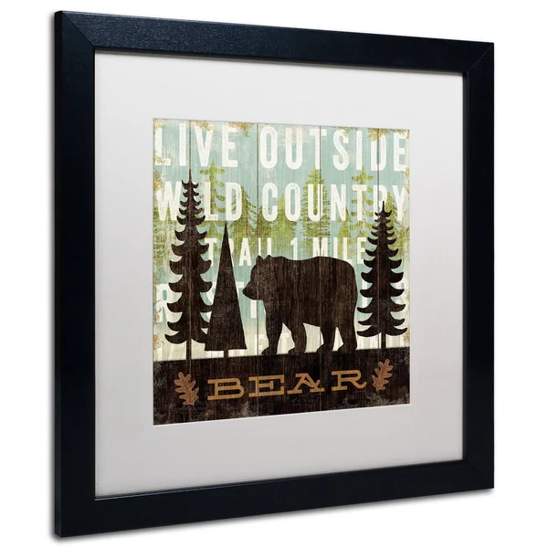 Trademark Fine Art &Simple Living Bear& by Michael Mullan Framed Graphic Art - Matte Color: White - Size: 16x22 H x 16x22 W