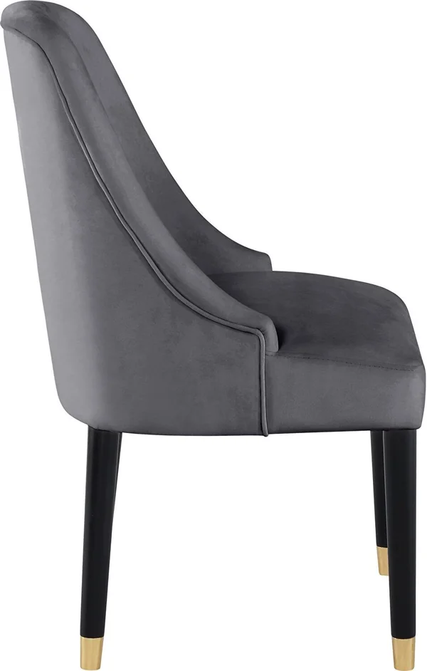 Meridian Omni Dining Chair Grey Velvetu0026 Espresso (Set of 2)