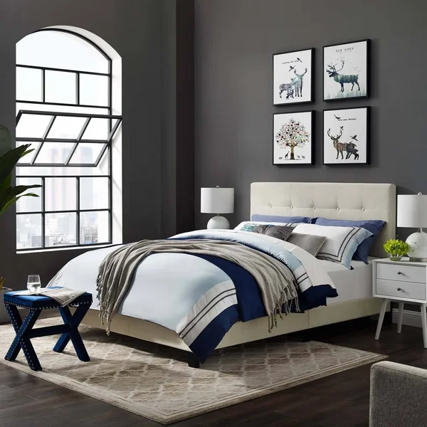 Modway Amira King Upholstered Velvet Bed - Sea Blue