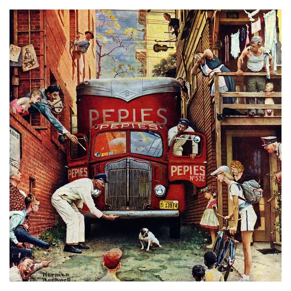 Marmont Hill Road Block by Norman Rockwell Painting Print on Canvas