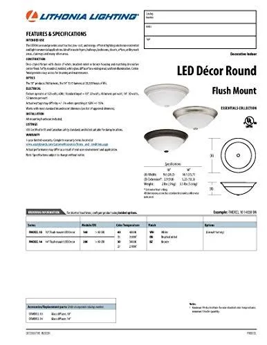 Lithonia Lighting FMDECL 14 20840 BN M4 LED Round Decor Flush Mount, 14-Inch, Brushed Nickel