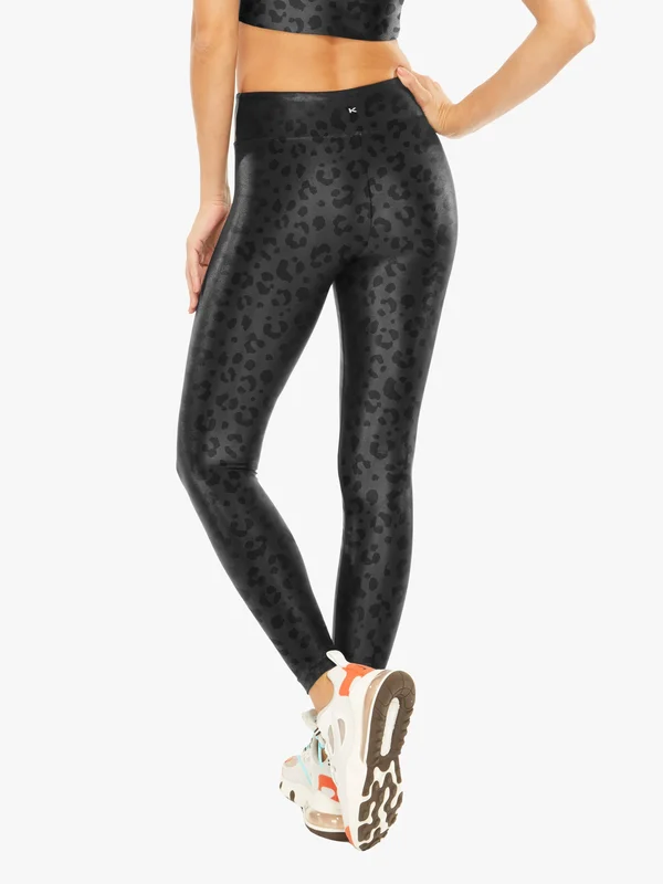 Koral Women's Lustrous High Rise Leggings - Black Leopard, X-Large