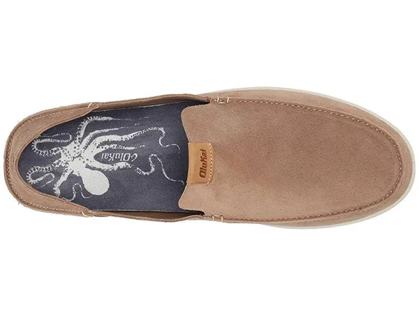 Olukai Nalukai Kala Men's Leather Slip on Shoes Sand, Bone - 12