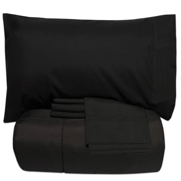 Sweet Home Collection Luxury Solid Bed-in-a-Bag with Sheet Set - Twin - Grey - 5 Piece