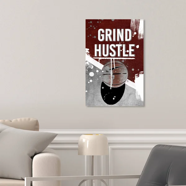 Oliver Gal 'Grind Hustle Red Basketball' Brown Wall Art Canvas Print - 10 x 15