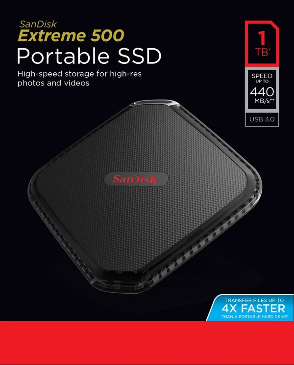 SanDisk Extreme 1 TB External SSD - 500 Portable - USB 3.0