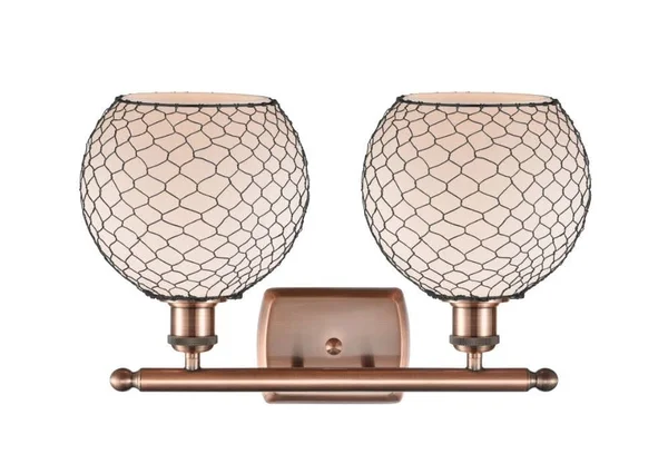 Innovations Lighting-Farmhouse Chicken Wire 2 Light Bath Vanity Light-516-2W-BAB-G122-8CBK