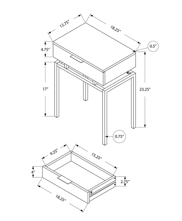 White Finish Laminate Metal Accent Table