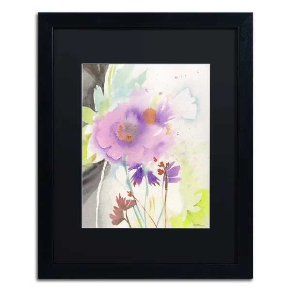 Trademark Fine Art Purple Poppies Canvas Art by Sheila Golden, Black Matte, Black Frame