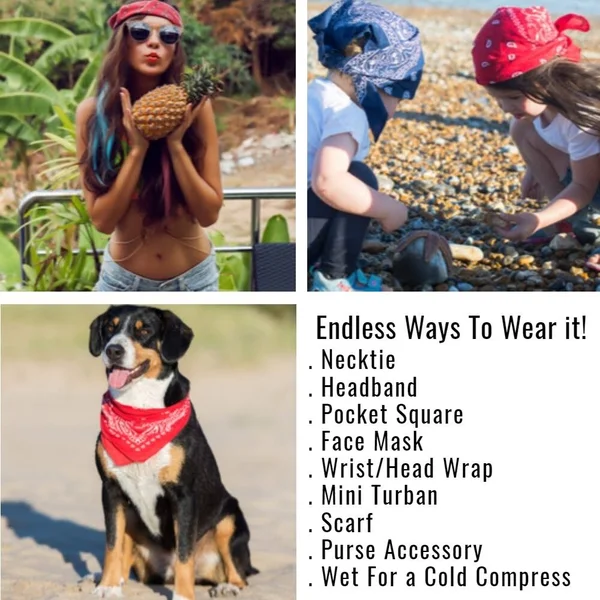 Qraftsy Paisley 100% Cotton Non Fading Print Double Sided Bandanas - Bulk Lot - 35 Pack - Size: One size, Black