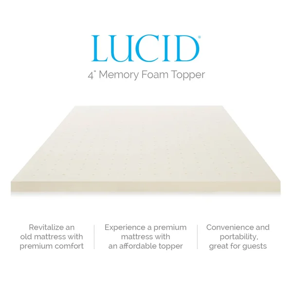 Lucid 4x22 Memory Foam Mattress Topper, California King