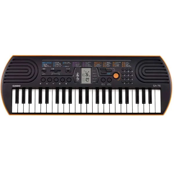 Casio SA-76 44-Key Electronic Mini Keyboard-Black & Orange