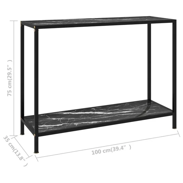 vidaXL Console Table Black 39.4x22x13.8x22x29.5x22 Tempered Glass