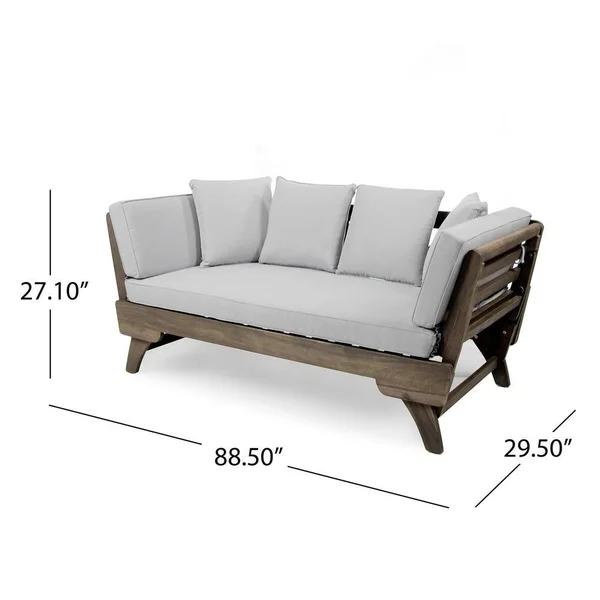 Ottavio Outdoor Wood Daybed with Cushions by Christopher Knight Home - Dark Teal