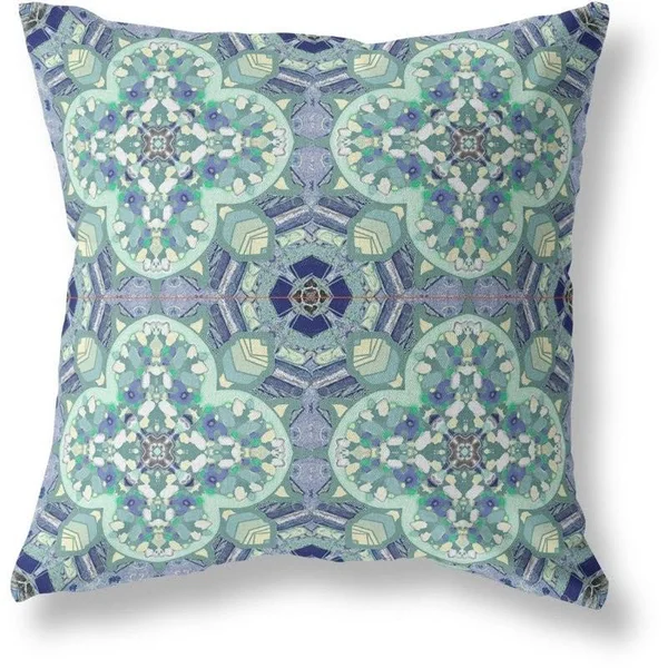Clover Leaf Floral Broadcloth Zippered Pillow Light Aqua Blue 26x22x26x22