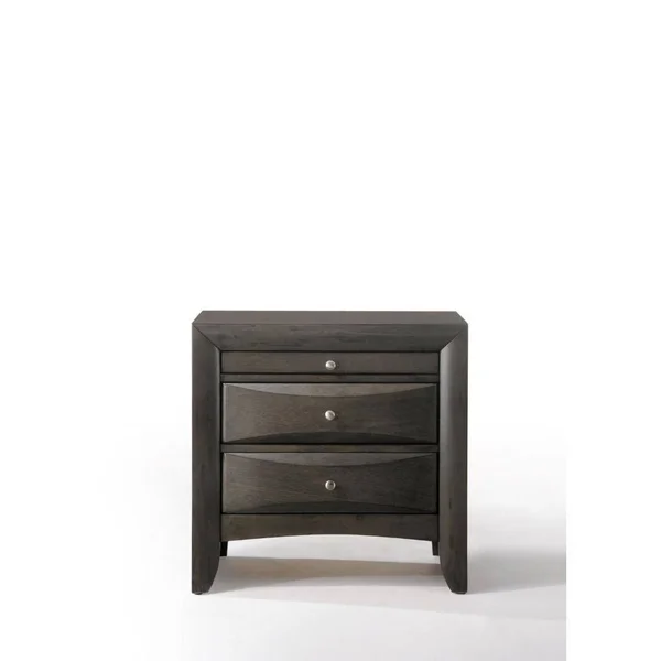 Q-Max Nightstand Crafted with Modern Elements Combining Wood - 3-Drawer