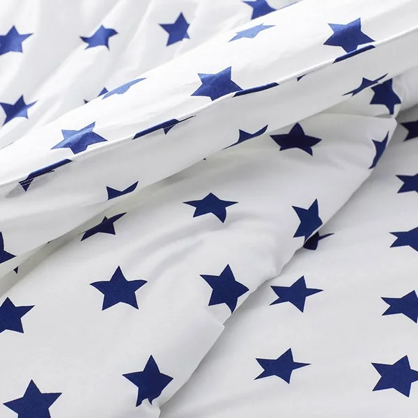The Company Store Company Kids Stars 3-Piece Blue Organic Cotton Percale Full Duvet Cover Set