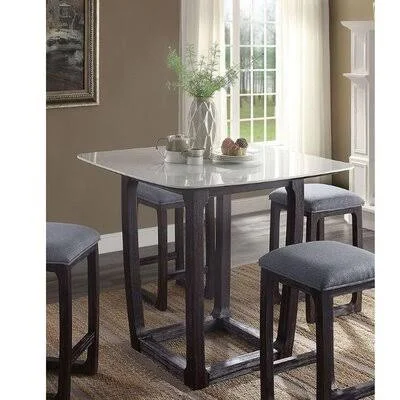 Counter Height Table, Marble & Weathered Espresso Red Barrel Studio