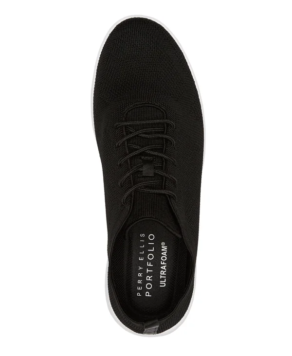 Perry Ellis Men's Tread Sneakers in Black, Size 11.5, Solid, Regular
