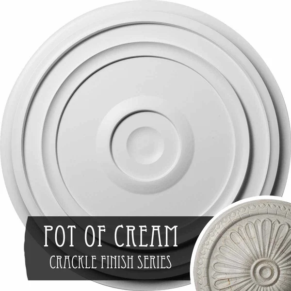 24 3/8x22OD x 1 1/8x22P Traditional Reece Ceiling Medallion (Fits Canopies Up to 5 7/8x22) - Hand-Painted Pot of Cream Crackle