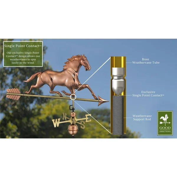 Good Directions Horse Weathervane with Arrow - Polished Copper