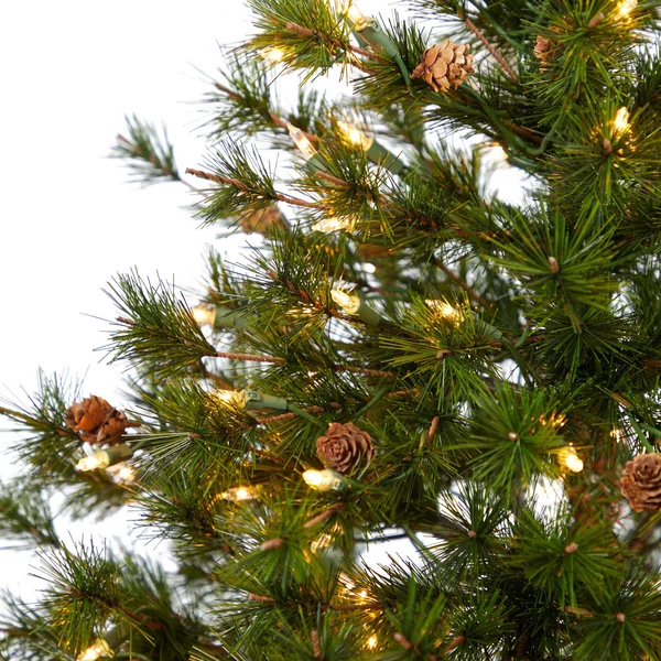 Nearly Natural 5 Foot Colorado Mountain Pine Artificial Christmas Tree with 250 Clear Lights, 669 Bendable Branches, and Pine Co