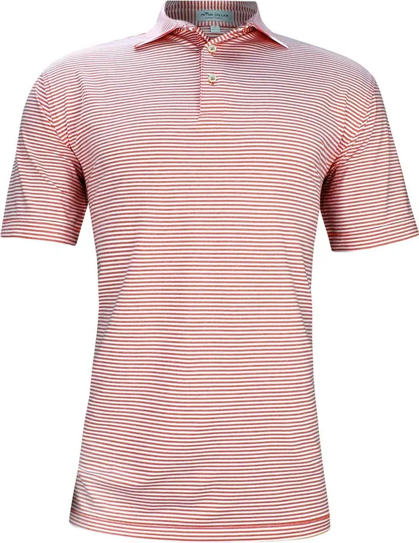 Peter Millar Hales Stripe Performance Polo - Red Ginger