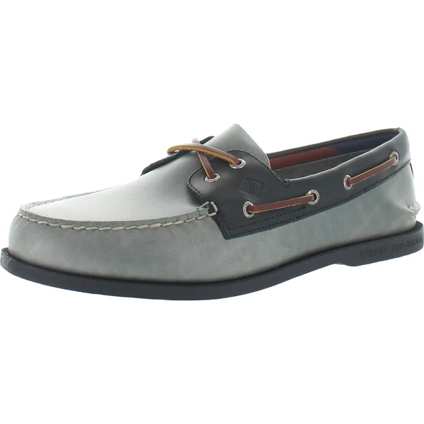 Sperry Top-Sider Men's Authentic Original 2-Eye Plush Varsity Boat Shoe - Size: 12, Grey/Black Leather